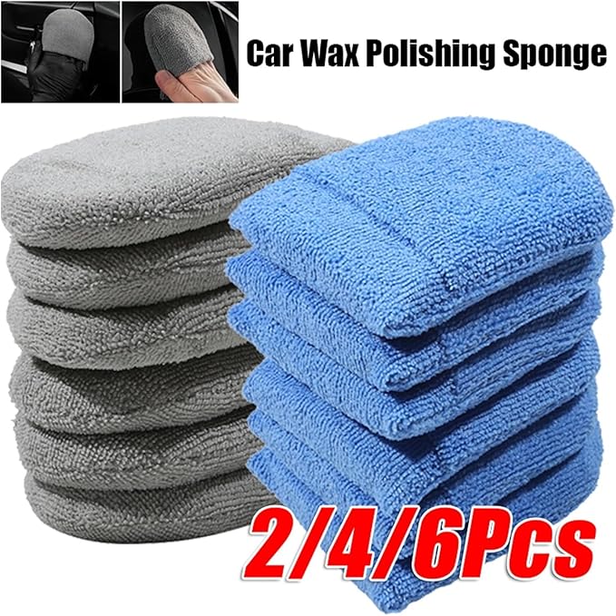 2/4/6Pcs Soft Microfiber Car Wax Applicator Mitts Polishing Sponge Wax Foam Car Wax Applicator Pad Car Detailing Cleaning Tools(6Pcs Blue)