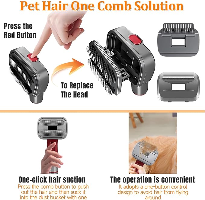 Pet Dog Grooming Attachment Kit for Dyson V15, V11, V10, V8, 5 Pack | 3-in-1 Deshedding Brush Attachment, Effective Grooming & Cleaning – Hair Grooming Tools for Dog and Cat
