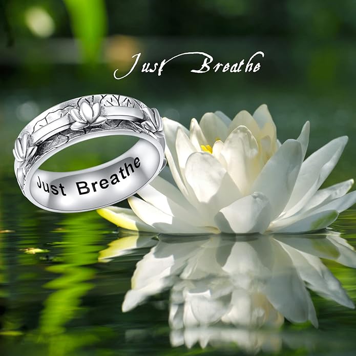 Ladytree Spinner Fidget Anxiety Ring,925 Sterling Silver Stress Relief Worry Ring,Platinum Plated ADHD Autism Jewelry,Birthday Mom Gift for Women