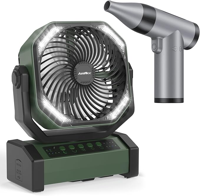 AddAcc 20000mAh Rechargeable Camping Fan + Compressed Air Duster, 30 Gear Stepless Speed, 70000 RPM Super Power Turbo Fan