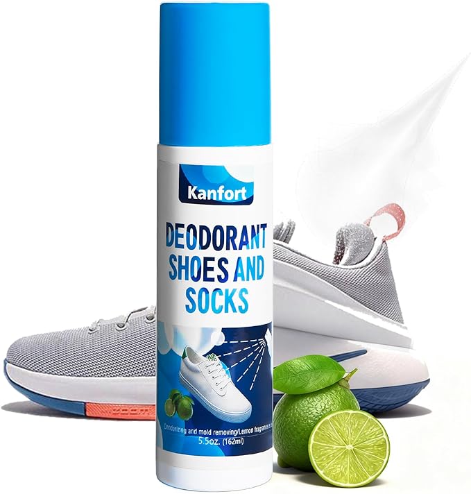 Shoe Deodorizer Spray, Natural Odor Eliminator for Strong Odors-5.5 oz, for Shoes, Skates, Work Boots and More