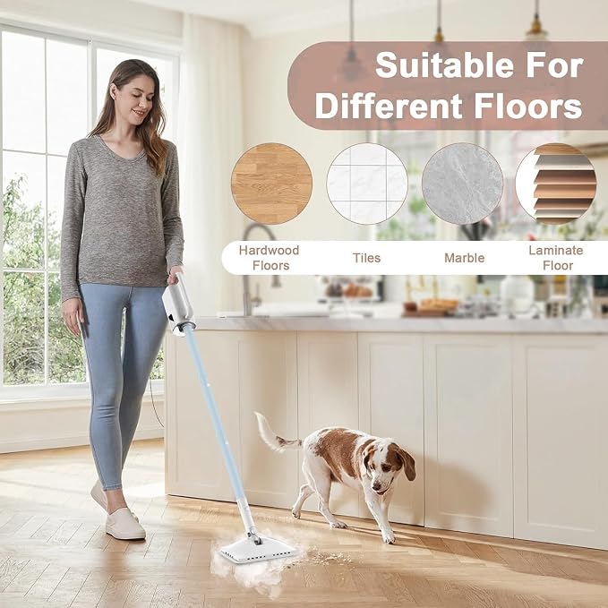 6-in-1 Steam Mop, 1200W Rotated Steam Cleaner for Home, 2 Modes, 400ML Removable Tank, 23FT Power Cord, 2 Pads, Multi-Surface Steamer for Hard Floor, Laminate Floor, Tiles Cleaning (Peacock Blue)