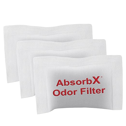 iTouchless Official AbsorbX 3-Pack Trash Can Odor Filters Activated All Natural Charcoal Odor Absorber Air Freshener Deodorizer Stops Garbage Smells for 8 Gallon & Larger Garbage Bins with Compartment