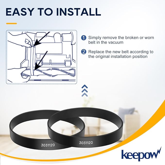 KEEPOW Vacuum Belt and Filter Compatible with Bissell CleanView Rewind Upright Bagless Vacuum Models 3534,3313,3533,3536,3333,3335,3675,3676 Series,4+4 Pack