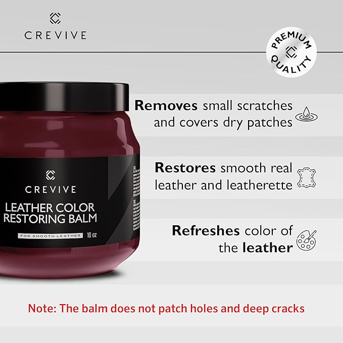 Leather Recoloring Balm Cherry 10 oz - Leather Color Restorer - Leather Restorer for Couches - Leather Balm Cherry