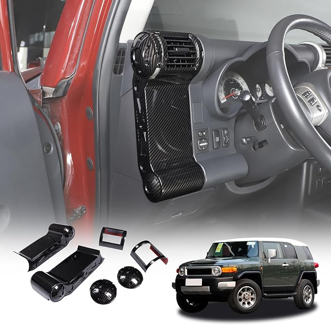 ABS Car Dashboard Side Air Outlet Frame Decorative Panel for Toyota FJ Cruiser (XJ10) 2007-2022 A/C Air Vent Kit Interior Accessories (ABS Carbon fiber)