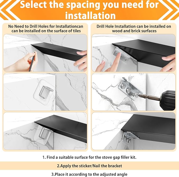 30" Slide-in Range Rear Filler Kit W10113901A, Stove Gap Universal Triangular Filler Strip, Top Trim Kit Between Stove and Wall for Whirlpool & Most Brand, Aluminum Gap Cover Black