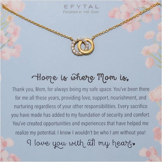 EFYTAL Mother Daughter Necklace, 925 Sterling Silver Mom Daughter Gifts, Mom Necklace for Women, Mother of the Bride Gifts