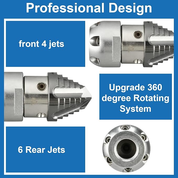 Sewer Jetter for PressureWasher - 3/8" NPT Mushroom Nozzle | Compatible with DrainCleaning, Pipe Jetting and SewerMaintenance(Small Size)