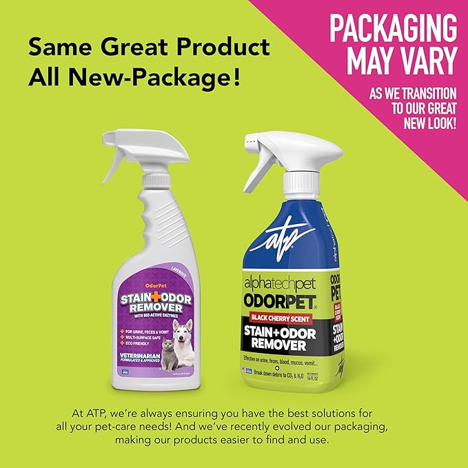 OdorPet Pet Stain Remover and Odor Eliminator - 16 Oz Ready To Use Spray, Non Staining, Professional Strength, Black Cherry Scent by Alpha Tech Pet