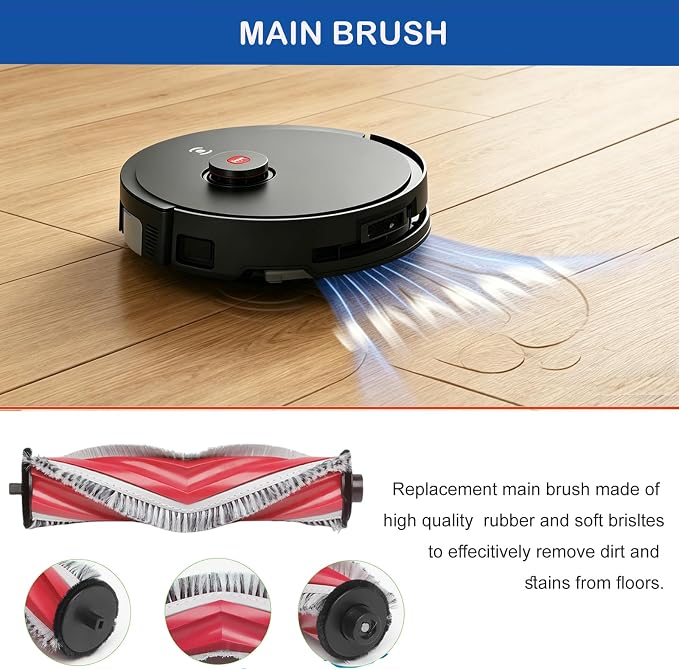 25Pcs Replacement Parts for Yeedi M12 PRO+ Robot Vacuum Cleaner Accessories Kit, Includes 2 Main Brushes, 4 HEPA Filters, 4 Mop Pads, 6 Dust Bags & 8 Side Brushes