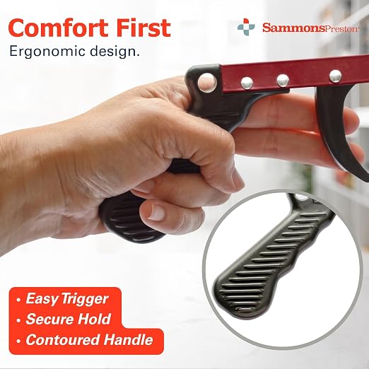 Sammons Preston Reacher, 26" Lightweight Grabber Reacher Tool with Magnetic Tip, Ergonomic Grip & Claw Jaw, Portable Reaching Aid for Seniors, Daily Living & Home Use, Standard Red, 2 pack