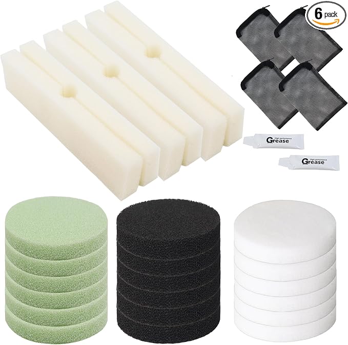 30pcs FX4 Canister Filter Media Replacement Kit Compatible with Fluval Fx4 Fx5 Fx6 Include Carbon Foam Filter Pads, Foam Block,Aquarium Maintenance Quick Clear/Water Polishing Pads