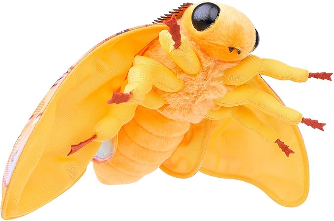Moth Stuffed Animals Toy, Lifelike Yellow Moths Plush 11in, Realistic Soft Big Wing Plushies Figure Gift Collection for Kids