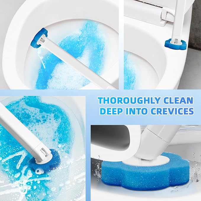 Disposable Toilet Bowl Wand Refills, Toilet Cleaning Refills, Disinfecting Scrubbing Pads,60 Count Disposable Toilet Brush Refills, Toilet Cleaning Sponges Heads for Bathtub, Floor, Drain