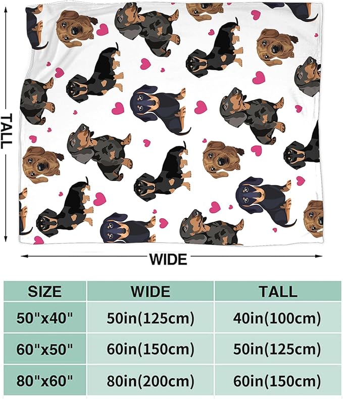 Tijuboni Dachshund Throw Blanket Dog Gifts for Girls Boys Women Men Kids Adults Soft Flannel Fleece Blanket for Couch Sofa Bed Home Decor 60"x80"