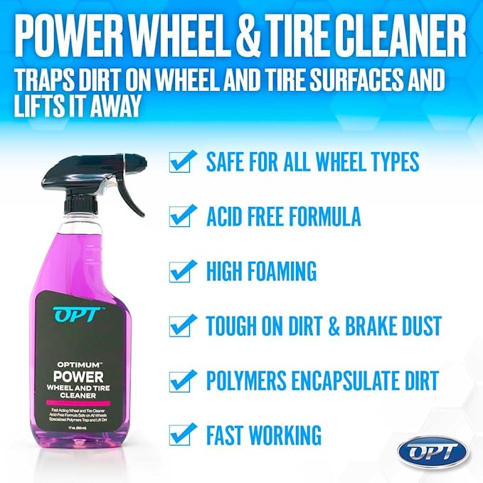 Optimum Power Wheel and Tire Cleaner - Acid-Free, Wheel Cleaning Spray Formula - Safe on All Wheel and Tire Types (1 Gallon)