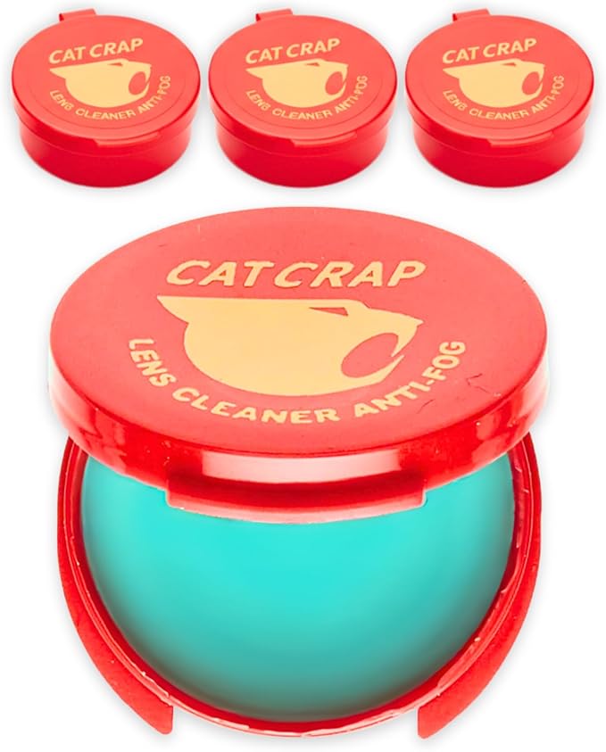 EK USA, Cat Crap, Anti-Fog Lens Cleaner Balm, Safe on All Lenses, Eyeglasses, Goggles, and Camera Lenses - 0.5 Ounce, 4-Pack