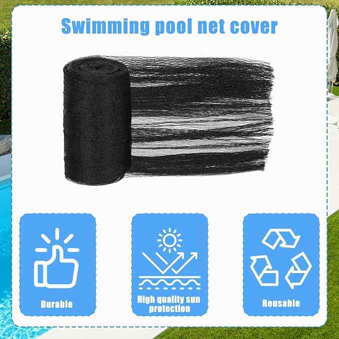 19.6 x 36 Feet Leaf Net Cover for Inground Swimming Pool - Rectangle Mesh Cover for 14 x 26ft Pool, Keeps Leaves Out