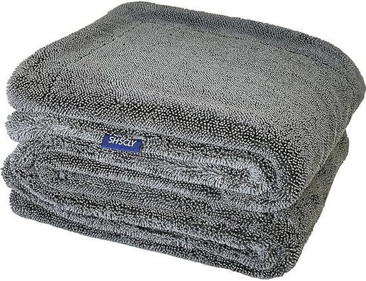 SHSCLY Dual-Sided Microfiber Car Drying Towel – Professional Control, Streak-Free Finish, No Dragging or Heavy Feel, Safe for Paint, Glass & Coatings (26.8" × 32.3")