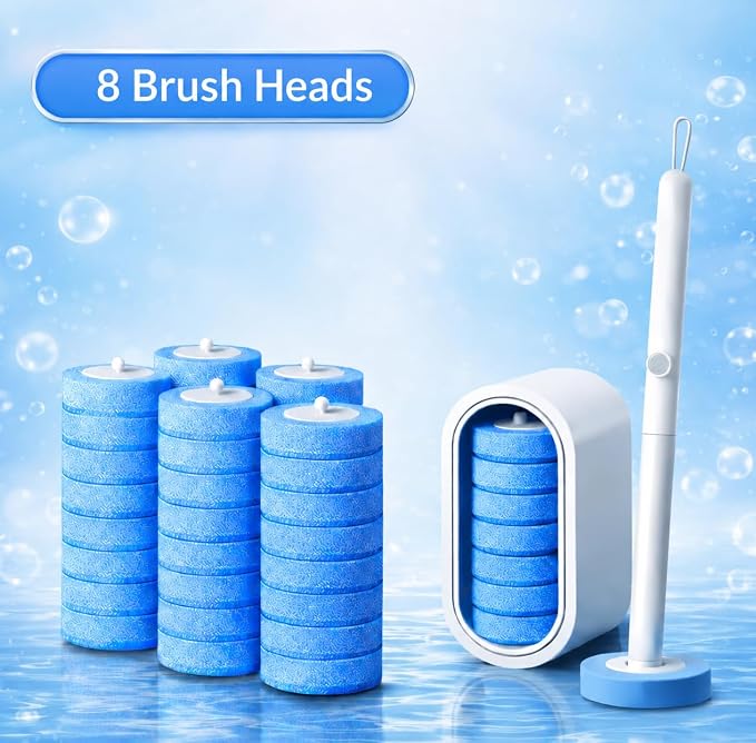 Disposable Toilet Brush (Toilet Brush + 8Refills)