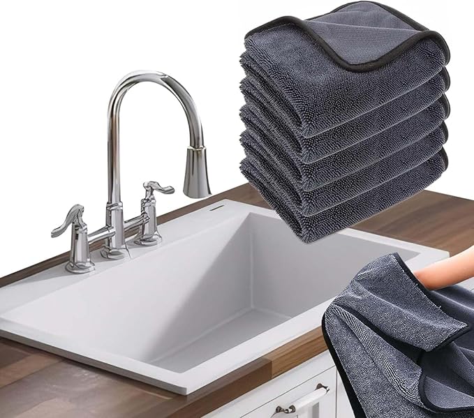 Cleaning Wipes Cloths,5pcs Cleaning Drying Towels,Shower Doors Drying Towels,12 * 10” Streak Free Glass Window Car Mirror Super Absorben Microfiber Cleaning Cloths Cleaner(5pcs grey12*10”)