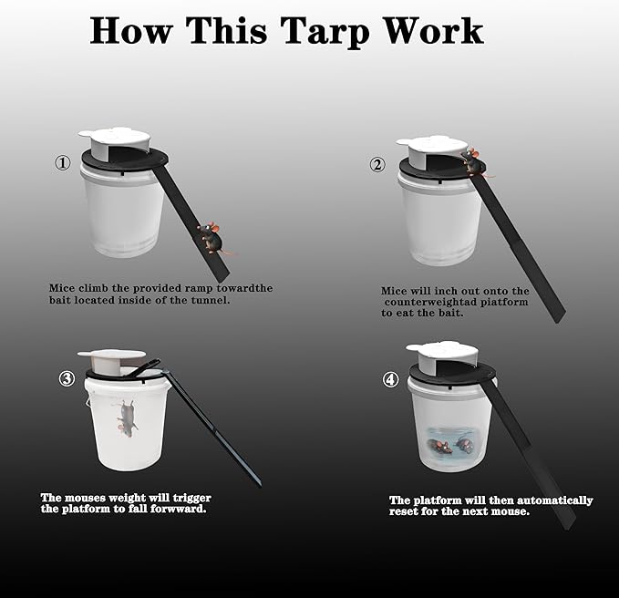 3 Packs Mouse Bucket Trap,Automatic Reset Flip and Slide Mouse Traps, Humane Rats Trap Indoor and Outdoor Use, Practical Tool for Catching Mice (3 Pack, White)