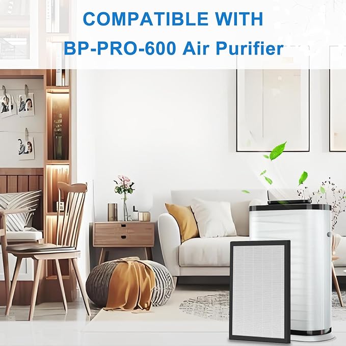 Replacement Filter Compatible with BreathePlus Pro Smart Air Purifier, Model: BP-PRO-600, True H13 High-efficiency Carbon HEPA Filter, Hepa x 1, Carbon Filter x 1
