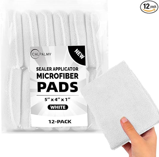 (12-Pack) Professional Microfiber Sealer Applicator Pad – The Perfect Tool to Apply Sealer to All Natural Stone and Tile Like Marble, Granite, Concrete & Slate (White)