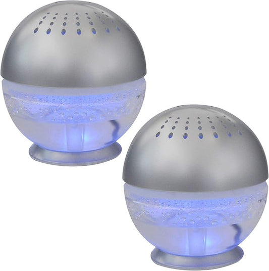 2 Units EcoGecko Little Squirt Glowing Water, Air Revitalizer, Air Freshener, Room Aromatizer, Aroma and Essential Oil Diffuser with 10ML Lavender Oil, Silver