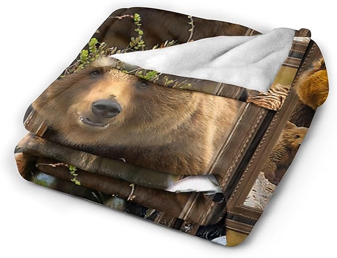 jerkboo Bear Blanket Throws Bear Gifts Bear Throw Blanket for Girls Women Kids Adults Soft Warm Cozy Fleece Blanket for Couch Sofa Bed 80""x60""