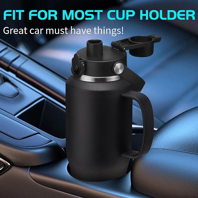 Insulated Water Bottle 32 OZ - with Straw & Pop-up Spout Lid, Keep Cold-48H Hot-12H, Stainless-Steel with handle for Women Men, Metal Flask Water Bottle Fits in Cup Holder