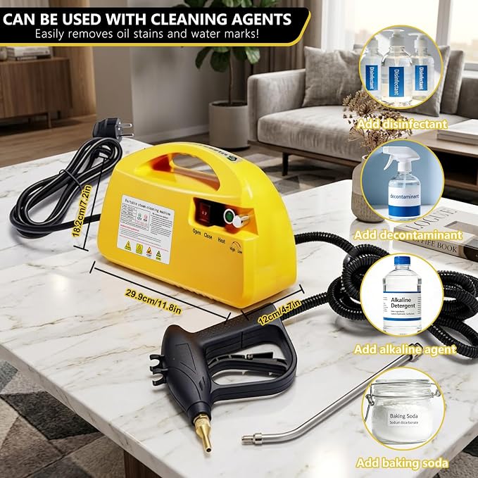 steam cleaner,Tankless Steam Cleaner for Home, Handheld Steamer for Cleaning, Car & Furniture – Portable Handheld Steamer with Instant Steam & Trigger Control (Yellow handheld)
