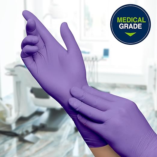 HALYARD Purple Nitrile-Xtra Exam Gloves, Sterile (Individually Wrapped), Powder-Free, 5.9 mil, 12 Inches, Purple, Medium, 14261 (Box of 100/50 Pairs)