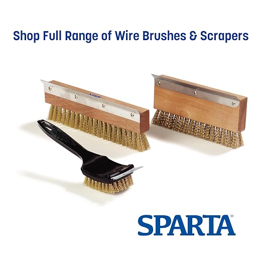 SPARTA Pizza Oven Brush Replacement Head with Crimped Brass Bristles and Stainless-Steel Scraper, Durable, Ideal for Commercial Kitchens, 10 Inches, Wood
