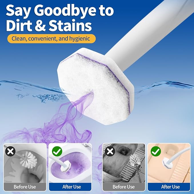 40 Count Toilet Bowl Wand Refills, Disposable Toilet Cleaner Refills, Disposable Wand Heads Compatible with Clorox and the Most Toilet Brushes,Lavender