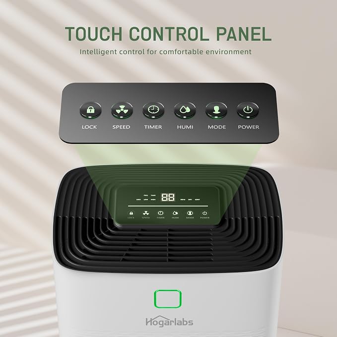 80 Pints Energy Star Dehumidifier Basement Home, Smart Silent Dehumidifier with Drain Hose, 1.32 Gal Water Tank, Intelligent Humidity Control, 24H Timer, for Large Room Bathroom Bedroom