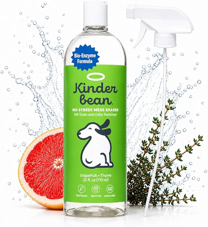 No-Stress Mess Eraser – Dog & Cat Urine Stain & Odor Remover, 32 oz, Enzyme Bio-Active Cleaner for Carpet, Upholstery & Car Seats, Helps Remove Pet Smell from Home & Car, Grapefruit & Thyme