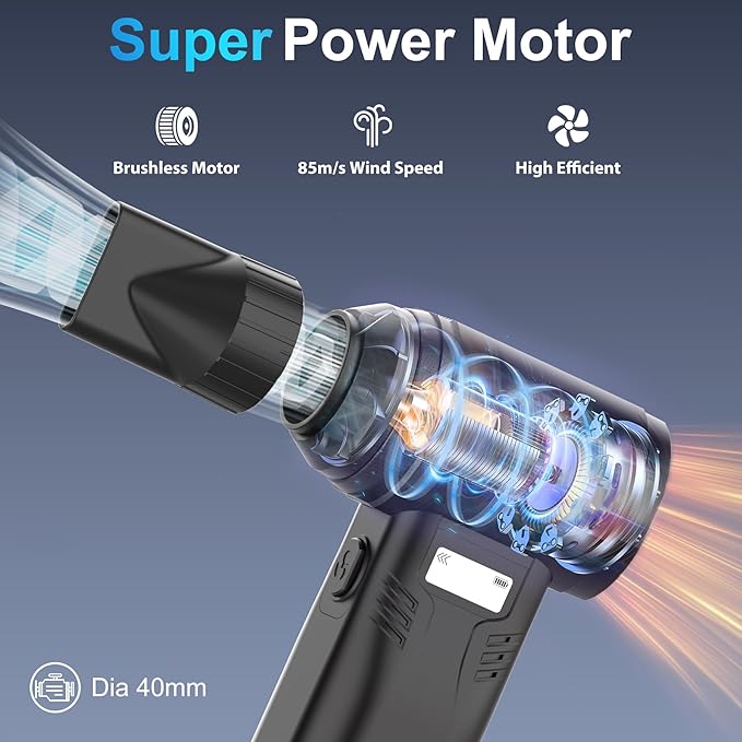 Compressed Air Duster, 150000RPM Cordless Electric Air Blower & Vacuum with LED Light,10-Speed Adjustable & Rechargeable air Blower – air can Duster for Computer,Keyboard,Car, Outdoor, Air Bed