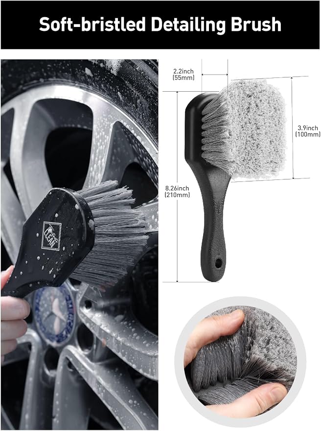 Fantasticlean 6PCS Car Wheel Brush Kit, Tire Brush for Cleaning Tires, Soft Rim Brush, Bendable Wheel Cleaner Brush, Double-Ended Detailing Brush, Applicator Pads, Wheel Brushes for Cleaning Wheels