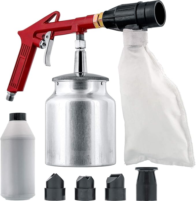 TCP Global Sand Blaster Gun Kit with Recovery System, Air Compressor Sandblaster Tool, Abrasive Included - for Cleaning Metal, Wood, Surface Prep, Rust Removal