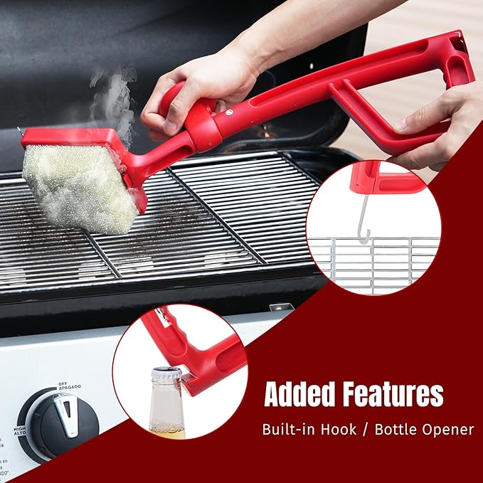 SHINESTAR Grill Brush for Outdoor Grill with Aramid Fiber - Cleaning BBQ Grill Brush and Scraper, Grill Brush Bristle Free with Non Metal Bristles, Replaceable Head for Weber Traeger Grates