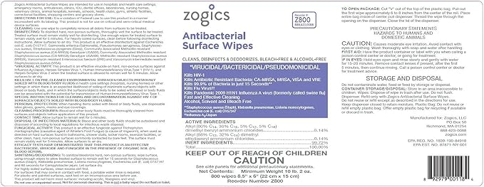 Zogics Antimicrobial Wipes and Tabletop Stainless Steel Wipe Dispenser