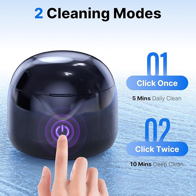 CXRUY Ultrasonic Retainer Cleaner - UV Dental Cleaning Pod Night Guard Cleaner for Dentures, Aligner, Braces, Toothbrush Heads, Jewelry (Black)