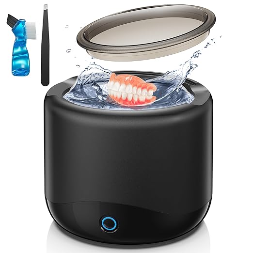 Ultrasonic Retainer Cleaner, 45kHz Retainer Cleaner Machine for Dentures, Mouth Guards, Aligners, Braces, Toothbrush Heads & Jewelry, 230ML Dental Cleaning Pod with 3 Modes & Digital Timer