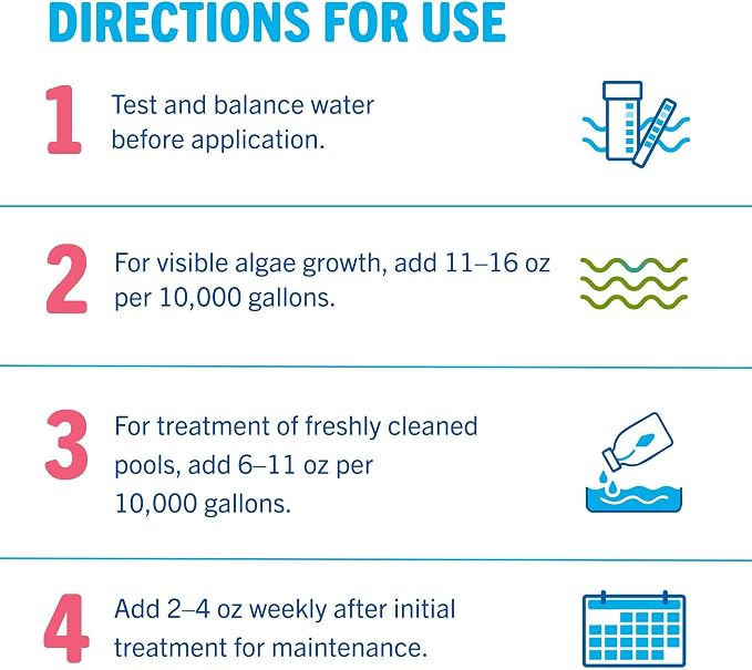Leslie's Algae Preventative - Non-Staining Algae Control for Swimming Pools, Spas, and Hot Tubs - 1 Gallon