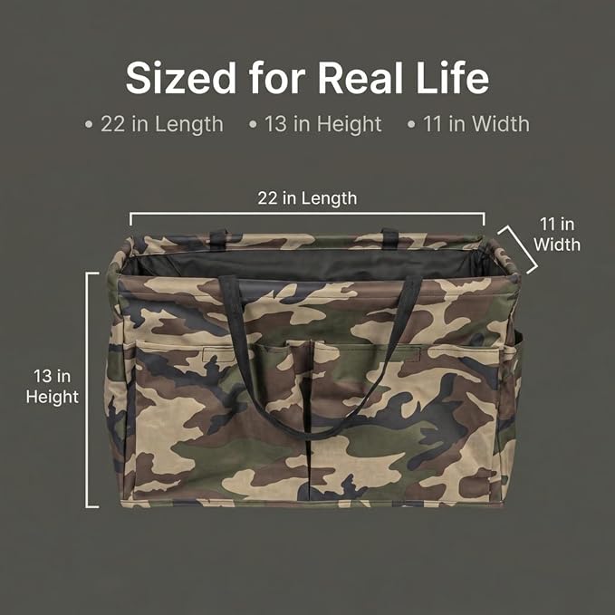 Household Essentials Camo Krush Container All-Purpose Utility Tote with Pockets