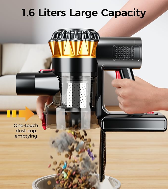 Cordless Vacuum Cleaner, 550W 45KPA 65Mins Vacuum Cleaners for Home, Stick Vacuum with Self-Standing,Touch Screen, Anti-Tangle Brush, 8-in-1 Lightweight Wireless Vacuum for Pet Hair Carpet Hard Floors