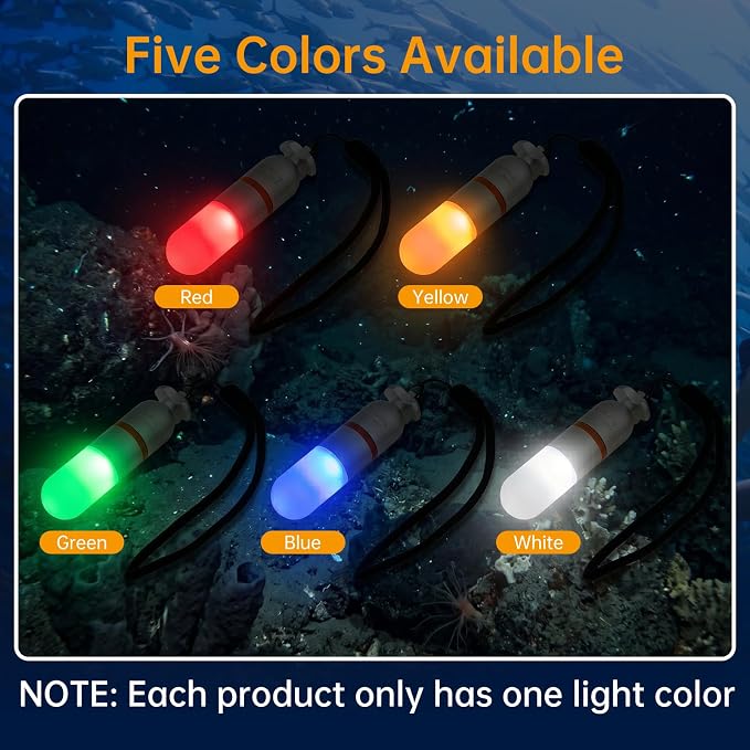 SecurityIng 2Pcs Scuba Dive Strobe Signal Light, Mini Tank Light Night Dive Marker Light, Underwater 150M LED Flashing Safety Light Beacon Diving Light with AAA Battery -Green
