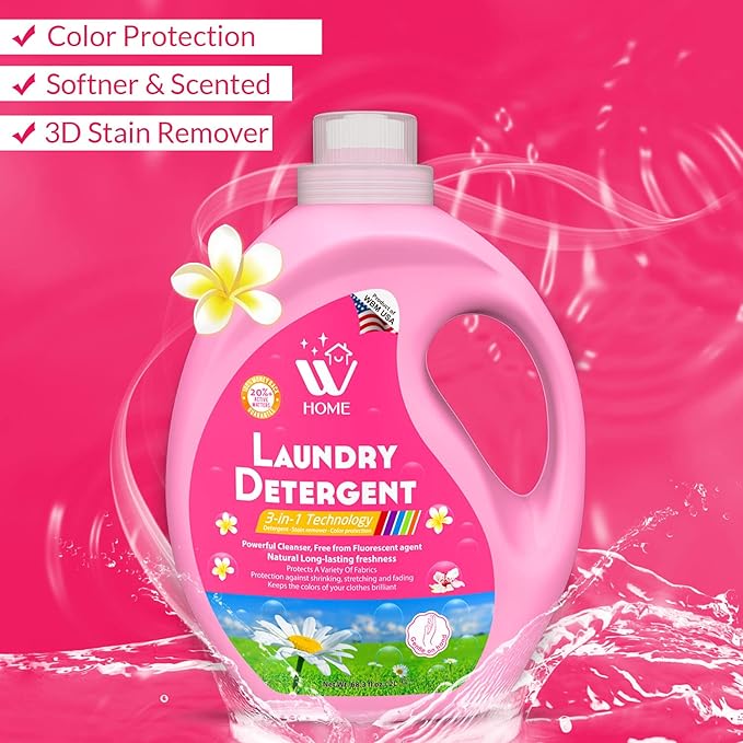 WBM Laundry Detergent Liquid,Concentrate High Efficiency Liquid Laundry Detergent with Long Lasting Fragrance - 35.2 Oz, 50 Loads